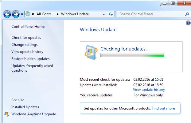 Unable to update Windows 7, keep Checking for updates?