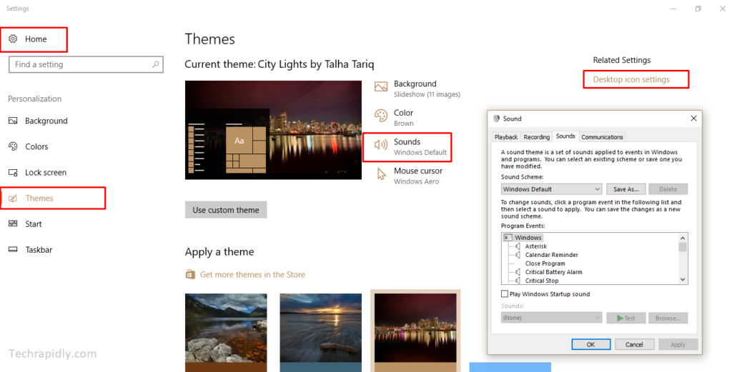 Install and Download themes in Windows 10