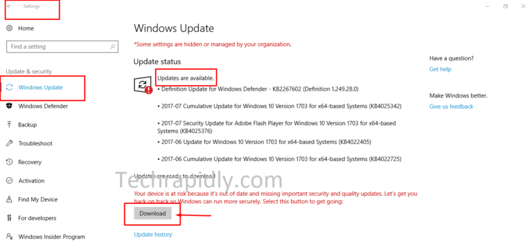 download and install Windows 10 updates