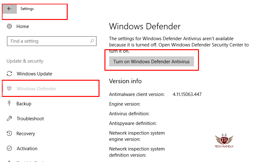 enable or Disable Microsoft Windows 10 defender